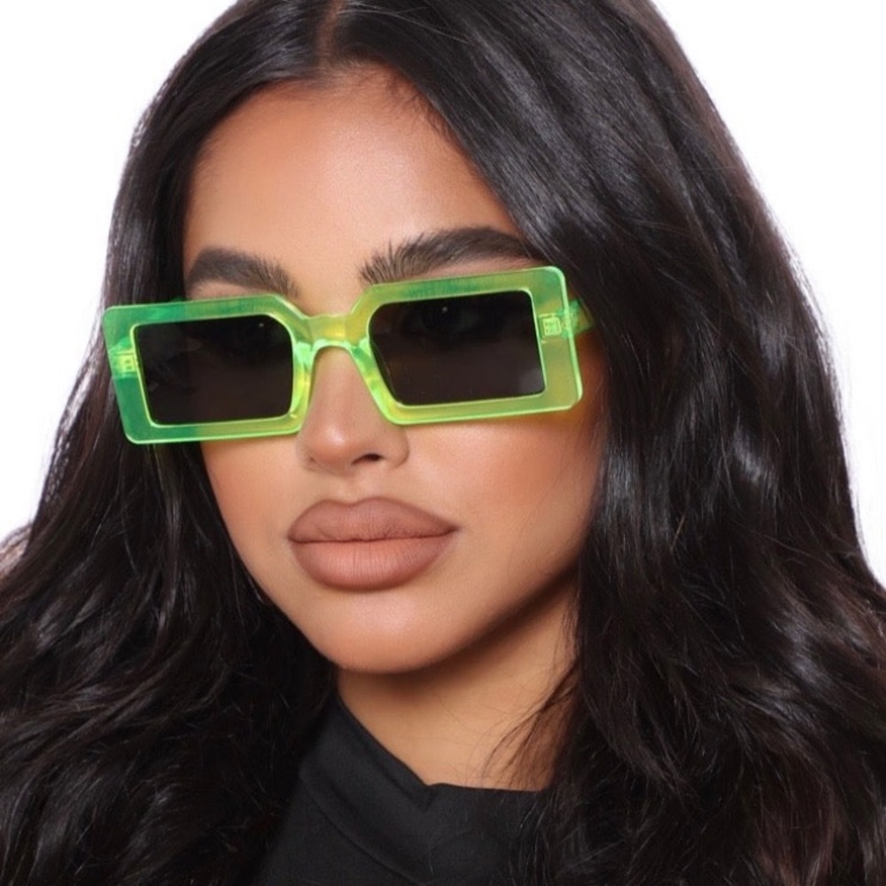 GLOW Girl! Neon Pink Rectangle Sunglasses
